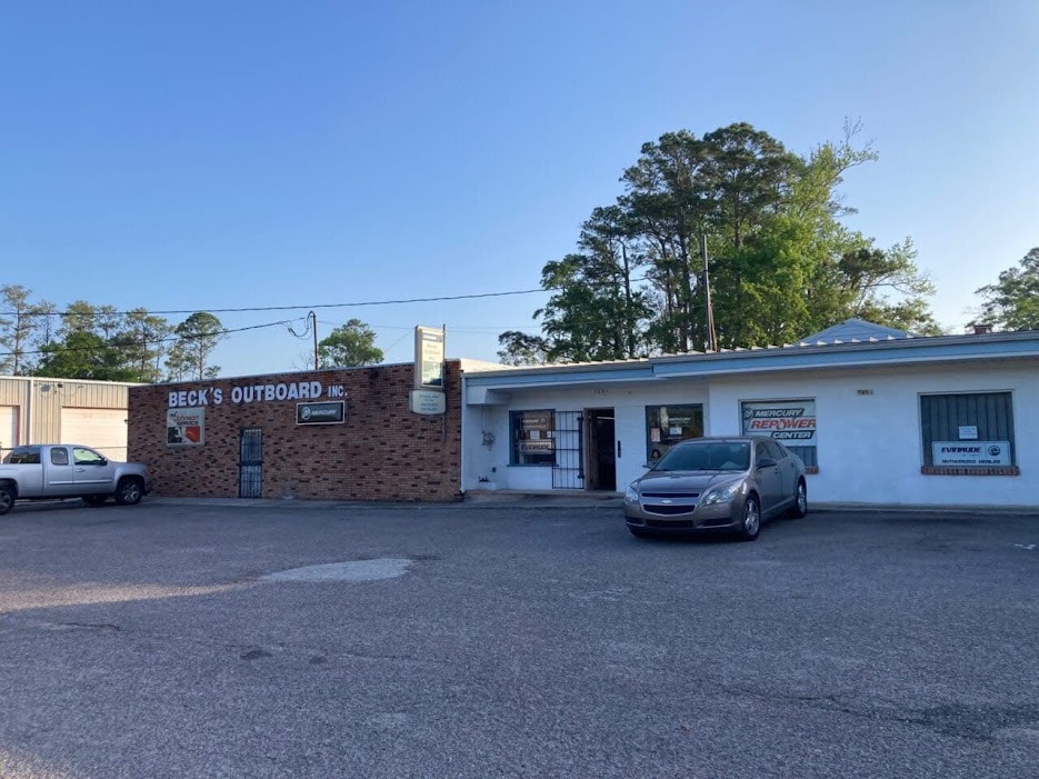 BecksBuildingFront2 Beck's Outboard front, 2020, Jacksonville, Florida, sales and service location, Evinrude Johnson, Mercury